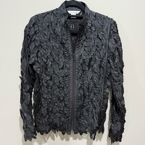 Bianca Nygard Black Jacket - Size 8, individual Leaf appliqués, totally unique! - Picture 1 of 5